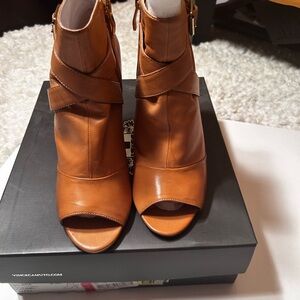 Vince Camuto Women's Brown Peep-Toe Heeled Boots